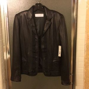 Black soft leather Tahari Jacket